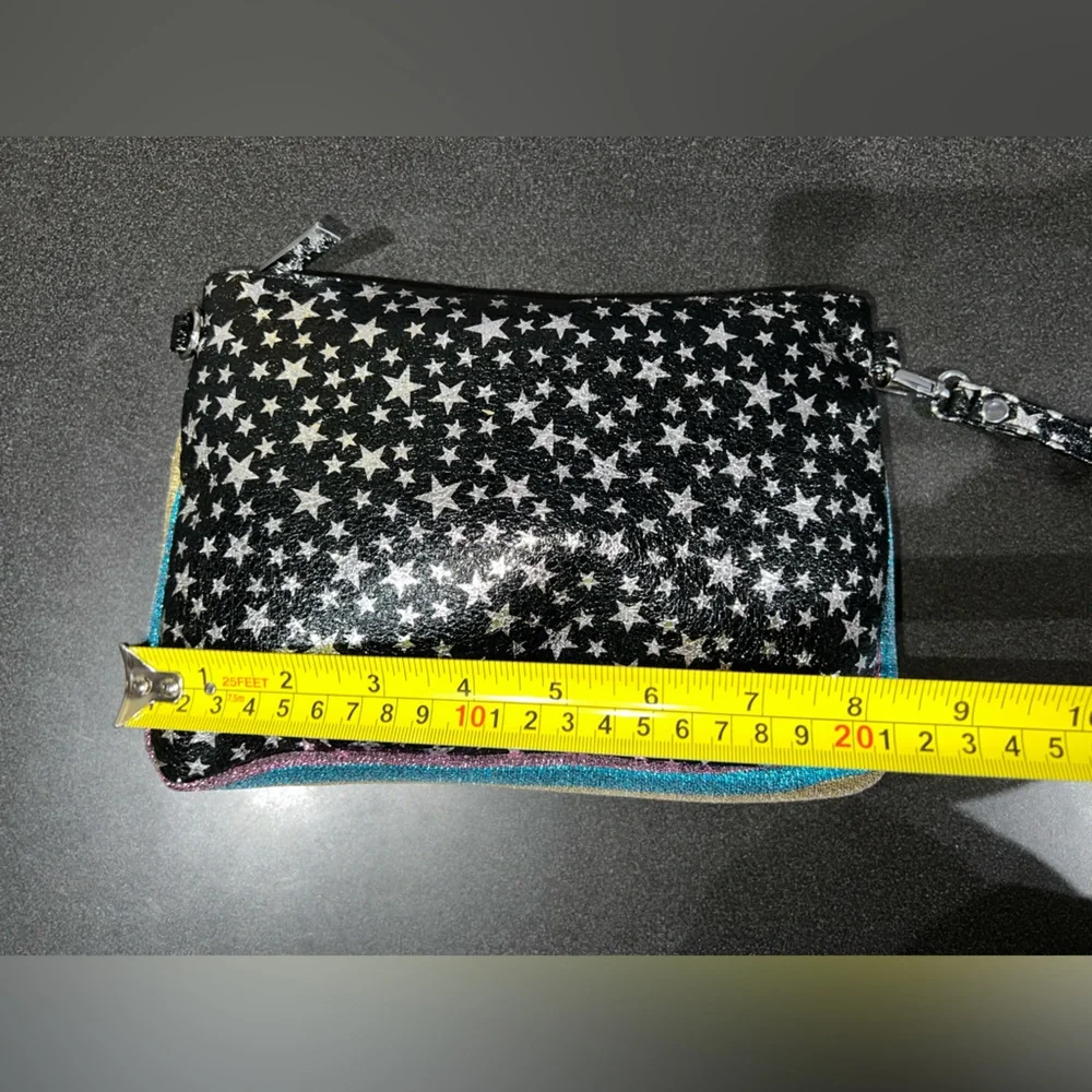 NWOT Bari Lynn wristlet makeup cosmetics bag pouch wallet rainbow shimmer shiny